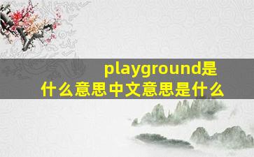 playground是什么意思中文意思是什么