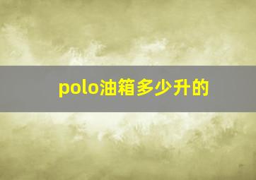 polo油箱多少升的