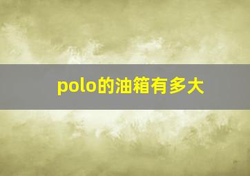 polo的油箱有多大