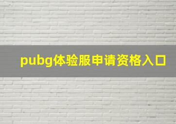 pubg体验服申请资格入口