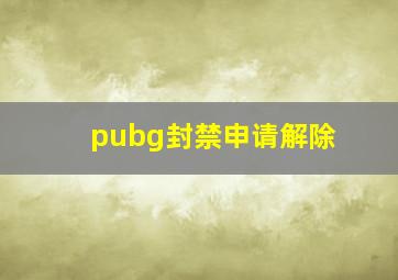 pubg封禁申请解除