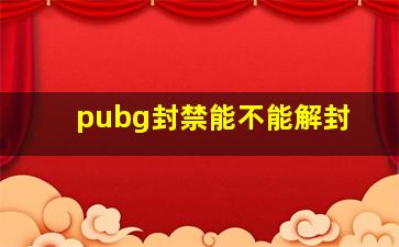 pubg封禁能不能解封