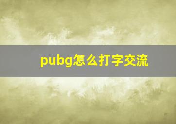 pubg怎么打字交流