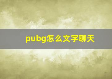 pubg怎么文字聊天