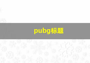 pubg标题