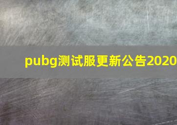 pubg测试服更新公告2020