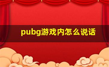 pubg游戏内怎么说话