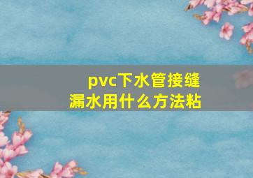 pvc下水管接缝漏水用什么方法粘