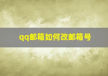 qq邮箱如何改邮箱号