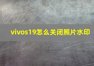 vivos19怎么关闭照片水印