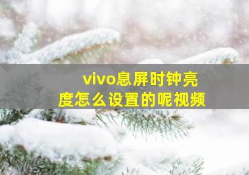 vivo息屏时钟亮度怎么设置的呢视频