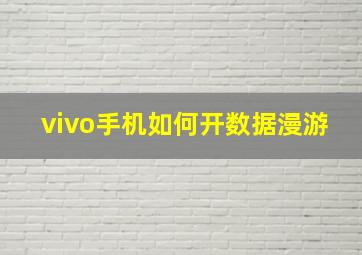 vivo手机如何开数据漫游