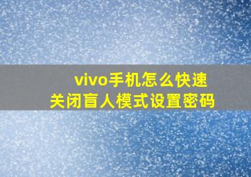 vivo手机怎么快速关闭盲人模式设置密码