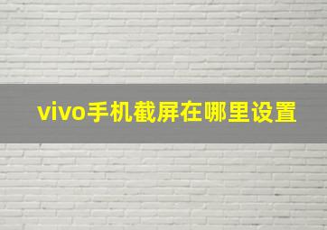 vivo手机截屏在哪里设置