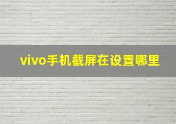 vivo手机截屏在设置哪里