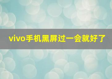 vivo手机黑屏过一会就好了