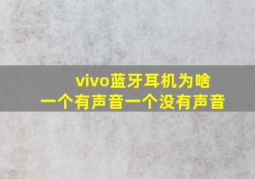 vivo蓝牙耳机为啥一个有声音一个没有声音