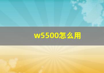 w5500怎么用