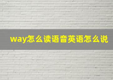 way怎么读语音英语怎么说