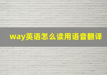 way英语怎么读用语音翻译