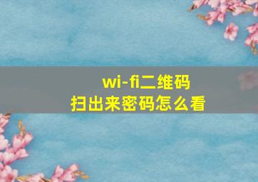 wi-fi二维码扫出来密码怎么看