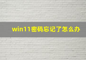 win11密码忘记了怎么办