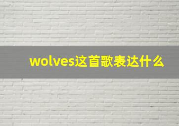 wolves这首歌表达什么