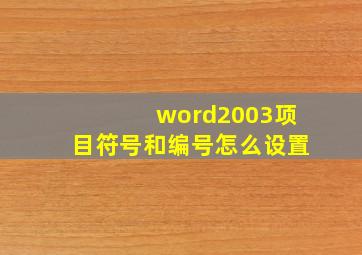 word2003项目符号和编号怎么设置