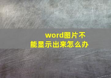 word图片不能显示出来怎么办