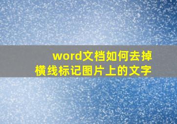 word文档如何去掉横线标记图片上的文字