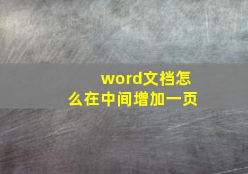 word文档怎么在中间增加一页