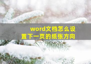 word文档怎么设置下一页的纸张方向