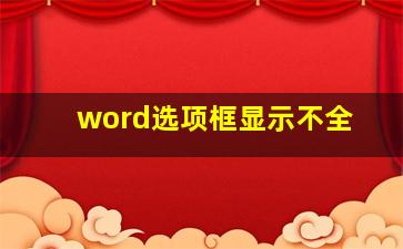 word选项框显示不全