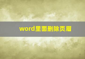 word里面删除页眉