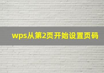 wps从第2页开始设置页码