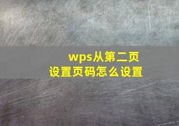 wps从第二页设置页码怎么设置