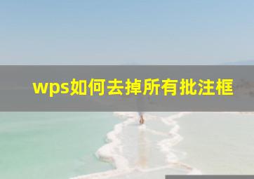 wps如何去掉所有批注框