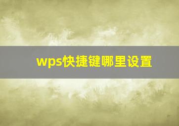 wps快捷键哪里设置