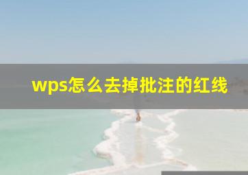 wps怎么去掉批注的红线