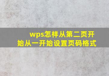 wps怎样从第二页开始从一开始设置页码格式