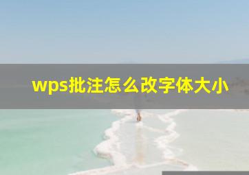 wps批注怎么改字体大小