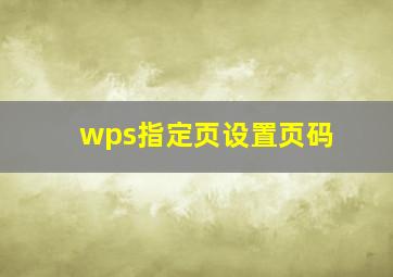 wps指定页设置页码