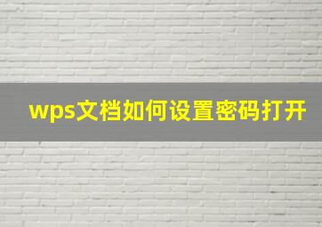 wps文档如何设置密码打开