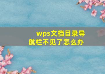 wps文档目录导航栏不见了怎么办