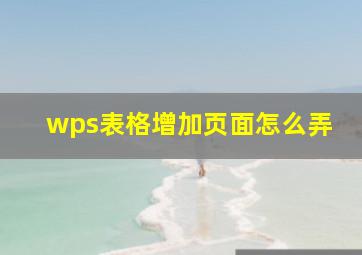 wps表格增加页面怎么弄