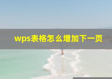 wps表格怎么增加下一页