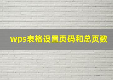 wps表格设置页码和总页数