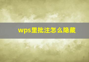 wps里批注怎么隐藏