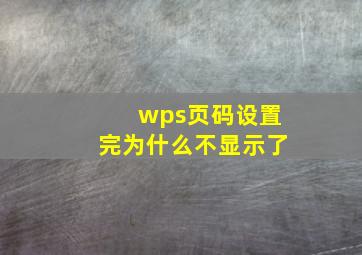 wps页码设置完为什么不显示了