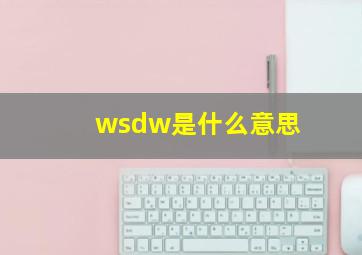 wsdw是什么意思